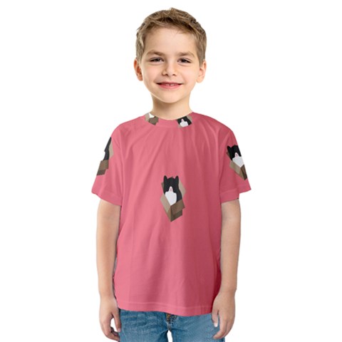 Minimalism Cat Pink Animals Kids  Sport Mesh Tee by Mariart