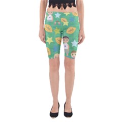 Football Kids Children Pattern Yoga Cropped Leggings by Nexatart