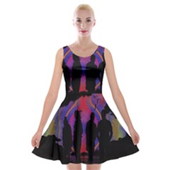 Abstract Surreal Sunset Velvet Skater Dress by Nexatart
