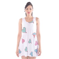 Colorful Random Hearts Scoop Neck Skater Dress by Nexatart