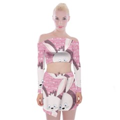 Easter Bunny  Off Shoulder Top With Skirt Set by Valentinaart