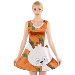 Easter Bunny  V-neck Sleeveless Skater Dress by Valentinaart