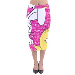 Easter Bunny And Chick  Velvet Midi Pencil Skirt by Valentinaart