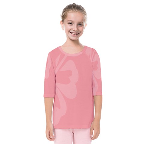 Hibiscus Sakura Strawberry Ice Pink Kids  Quarter Sleeve Raglan Tee by Mariart
