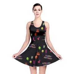 Cartoon Birthday Tilable Design Reversible Skater Dress by Nexatart