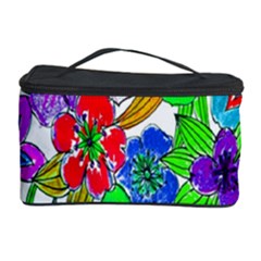 Background Of Hand Drawn Flowers With Green Hues Cosmetic Storage Case by Nexatart