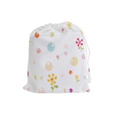 Flower Floral Star Balloon Bubble Drawstring Pouches (large)  by Mariart