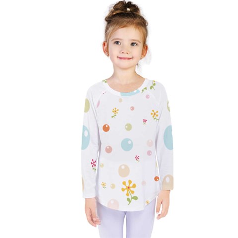 Flower Floral Star Balloon Bubble Kids  Long Sleeve Tee by Mariart