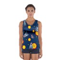 Rocket Ufo Moon Star Space Planet Blue Circle Women s Sport Tank Top  View1