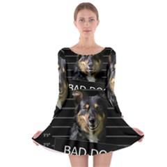 Bad Dog Long Sleeve Skater Dress by Valentinaart