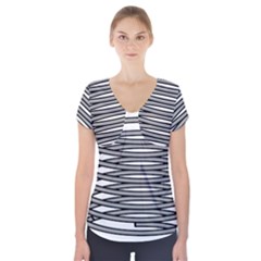 Circular Iron Short Sleeve Front Detail Top by Mariart