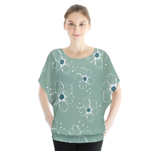 Flower Floral Sakura Sunflower Rose Blue Blouse by Mariart