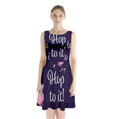 Rabbit Bunny Pink Purple Easter Animals Sleeveless Waist Tie Chiffon Dress by Mariart
