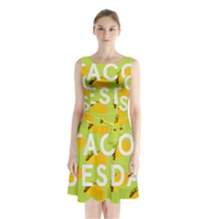 Bread Taco Tuesday Sleeveless Waist Tie Chiffon Dress by Mariart