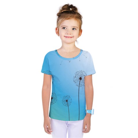 Flower Back Blue Green Sun Fly Kids  One Piece Tee by Mariart