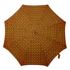 Halloween Squares Plaid Orange Hook Handle Umbrellas (medium) by Mariart