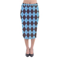 Plaid Pattern Velvet Midi Pencil Skirt by Valentinaart