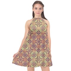Vintage Ornate Baroque Halter Neckline Chiffon Dress  by dflcprintsclothing
