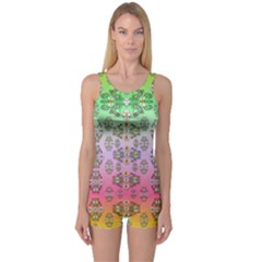 Summer Bloom In Festive Mood One Piece Boyleg Swimsuit by pepitasart