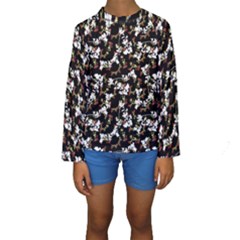Dark Chinoiserie Floral Collage Pattern Kids  Long Sleeve Swimwear by dflcprintsclothing