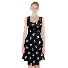 Footprints Dog White Black Racerback Midi Dress by EDDArt