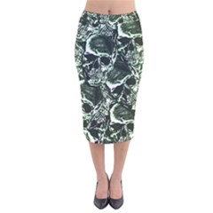 Skull Pattern Velvet Midi Pencil Skirt by ValentinaDesign