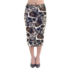 Skull Pattern Velvet Midi Pencil Skirt by ValentinaDesign