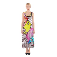 Beautiful Colorful Doodle Sleeveless Maxi Dress by Nexatart