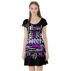 Writing Color Rainbow Sweer Love Short Sleeve Skater Dress by Mariart