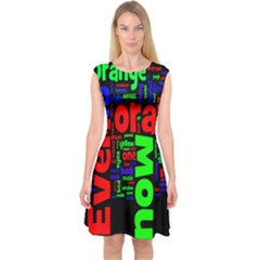 Writing Color Rainbow Capsleeve Midi Dress by Mariart