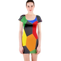 Team Soccer Coming Out Tease Ball Color Rainbow Sport Short Sleeve Bodycon Dress by Mariart