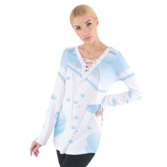 Water Drops Bubbel Rain Blue Circle Women s Tie Up Tee by Mariart