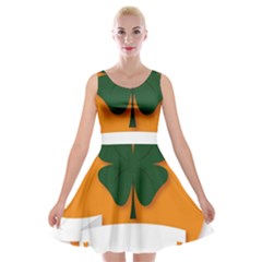 St Patricks Day Ireland Clover Velvet Skater Dress by Nexatart