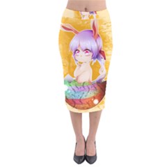 Easter Bunny Furry Velvet Midi Pencil Skirt by Catifornia