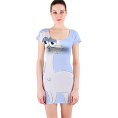 Grumpy Persian Cat Llama Short Sleeve Bodycon Dress by Catifornia