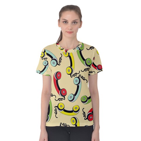 Telephone Cable Green Nyellow Red Blue Women s Cotton Tee by Mariart