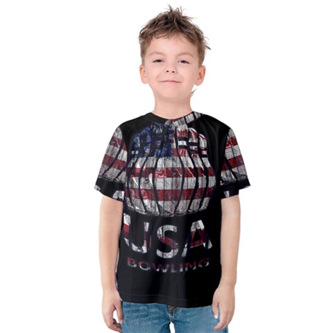 Usa Bowling  Kids  Cotton Tee by Valentinaart