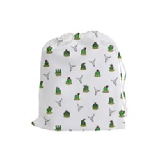 Cactus Pattern Drawstring Pouches (large)  by Valentinaart