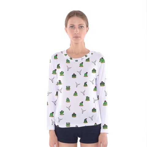 Cactus Pattern Women s Long Sleeve Tee by Valentinaart