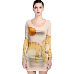 Even Cat Hates Monday Long Sleeve Bodycon Dress by Catifornia