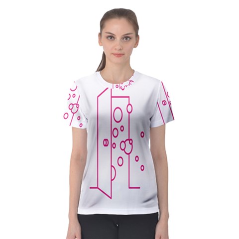 Deep Clean Bubbel Door Pink Polka Circle Women s Sport Mesh Tee by Mariart