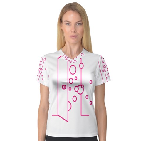 Deep Clean Bubbel Door Pink Polka Circle Women s V-neck Sport Mesh Tee by Mariart
