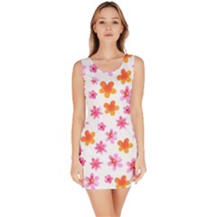 Watercolor Summer Flowers Pattern Sleeveless Bodycon Dress by TastefulDesigns