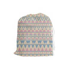 Blue And Pink Tribal Pattern Drawstring Pouches (large)  by berwies