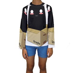 Black Cat In A Box Kids  Long Sleeve Swimwear by Catifornia