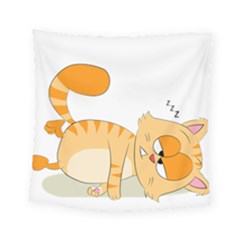 Even Cat Hates Monday Square Tapestry (small) by Catifornia