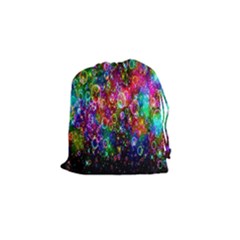 Colorful Bubble Shining Soap Rainbow Drawstring Pouches (small)  by Mariart