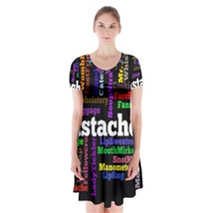 Mustache Short Sleeve V-neck Flare Dress by Mariart