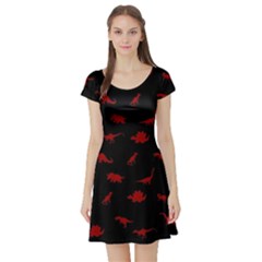 Dinosaurs Pattern Short Sleeve Skater Dress by ValentinaDesign