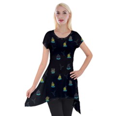 Cactus Pattern Short Sleeve Side Drop Tunic by ValentinaDesign